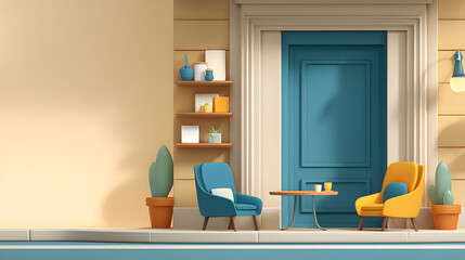 an inviting outdoor sitting area with modern decor. A cozy scene for relaxation and contemplation