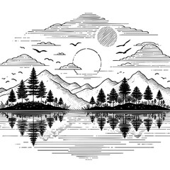 Mountain Lake Reflection: Serene Nature Landscape
