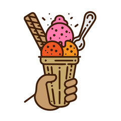 Delicious Ice Cream Cone in Hand: A Sweet Summer Treat