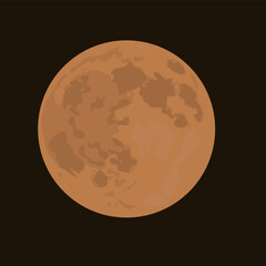 A detailed illustration of a full moon with an orange-brown hue, set against a dark, cosmic background. This image evokes a sense of tranquility and mystery