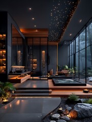 Modern spa with zen garden