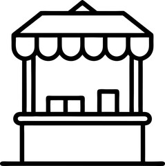Sales booth Icons set in solid and thin line style