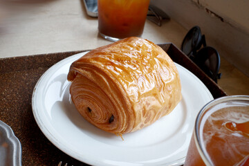 bakery bread croissant chocolate butter food cafe