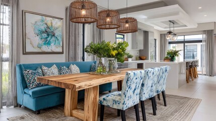 Modern home dining table ready for an informal family meal
