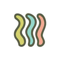 Pastel Abstract Shapes Grid with Modern Wavy Lines, A visually balanced grid of 16 unique abstract icons, each featuring soft pastel hues, organic curves, and geometric symmetry—ideal for tech, wellne