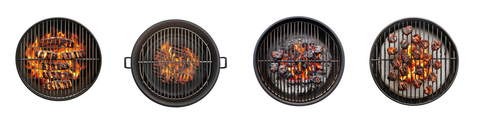 Grilled Meat and BBQ Platter Top View Set on transparent background PNG