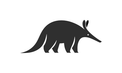 Stylized silhouette of an aardvark with a long snout and tail ai generated