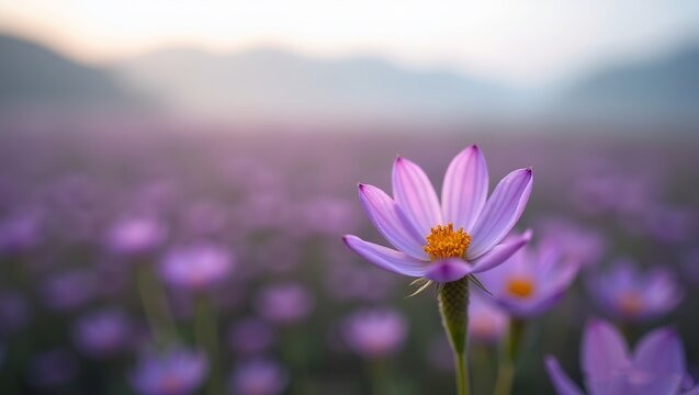 Purple Cosmos Flower in Bloom