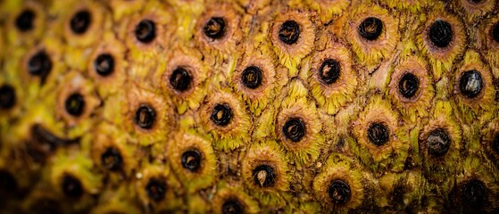 Close up jackfruit outer bumpy surface