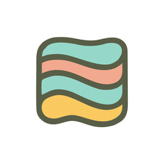 Pastel Abstract Shapes Grid with Modern Wavy Lines, A visually balanced grid of 16 unique abstract icons, each featuring soft pastel hues, organic curves, and geometric symmetry—ideal for tech, wellne