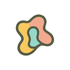 Pastel Abstract Shapes Grid with Modern Wavy Lines, A visually balanced grid of 16 unique abstract icons, each featuring soft pastel hues, organic curves, and geometric symmetry—ideal for tech, wellne