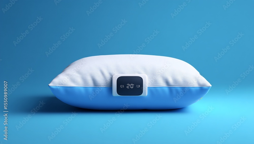 Aufkleber smart pillow with noise-canceling technology visualized in a 3d design