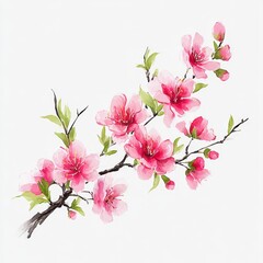 Obraz premium Elegant representation of a plum blossom branch in traditional Chinese ink painting style showcasing vibrant colors and intricate details