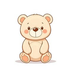 Fototapeta premium Lovely Pastel Teddy Bear – Cute Nursery Decor Illustration 