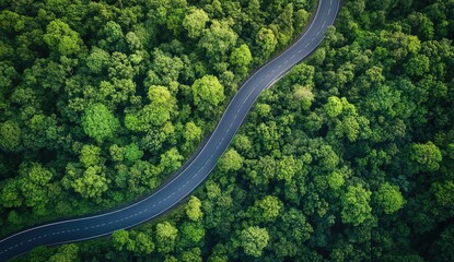 Winding road through lush forest canopy (2)