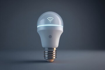 3D rendering of a smart LED bulb with energy-saving capabilities, controlled via Wi-Fi.
