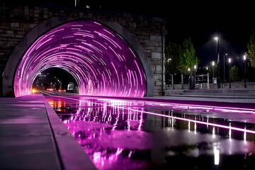 Illuminated tunnel at night (1)