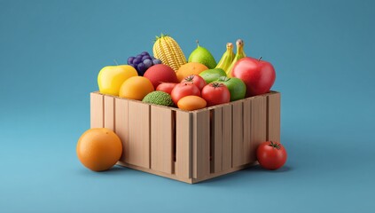 3D icon representing a grocery delivery box for effortless home delivery.