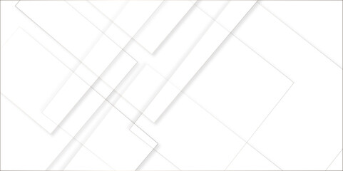 Abstract white background design with layers of textured white transparent material in triangle and squares shapes. White color technology concept geometric line vector white light grey background.	
