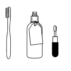Vegan Beauty Icons – Minimalist Line Set with Cruelty-Free Badge medicine bottle icon