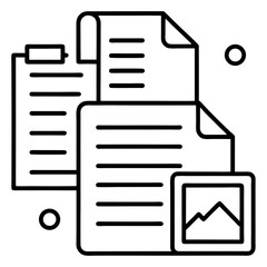 Document icon set. Files related line icons: papers, folder, certificate, accept, approved, clipboard, invoice, archive, report, search, list and more. 