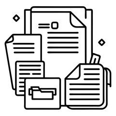 Document icon set. Files related line icons: papers, folder, certificate, accept, approved, clipboard, invoice, archive, report, search, list and more. 