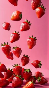 strawberry milk yogurt splash with strawberries and milky wave on pink background vibrant fruity dessert concept