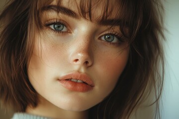 Close-up of a young woman brushing her hair and noticing significant hair loss on the comb, concerned about her hair health., Generative AI