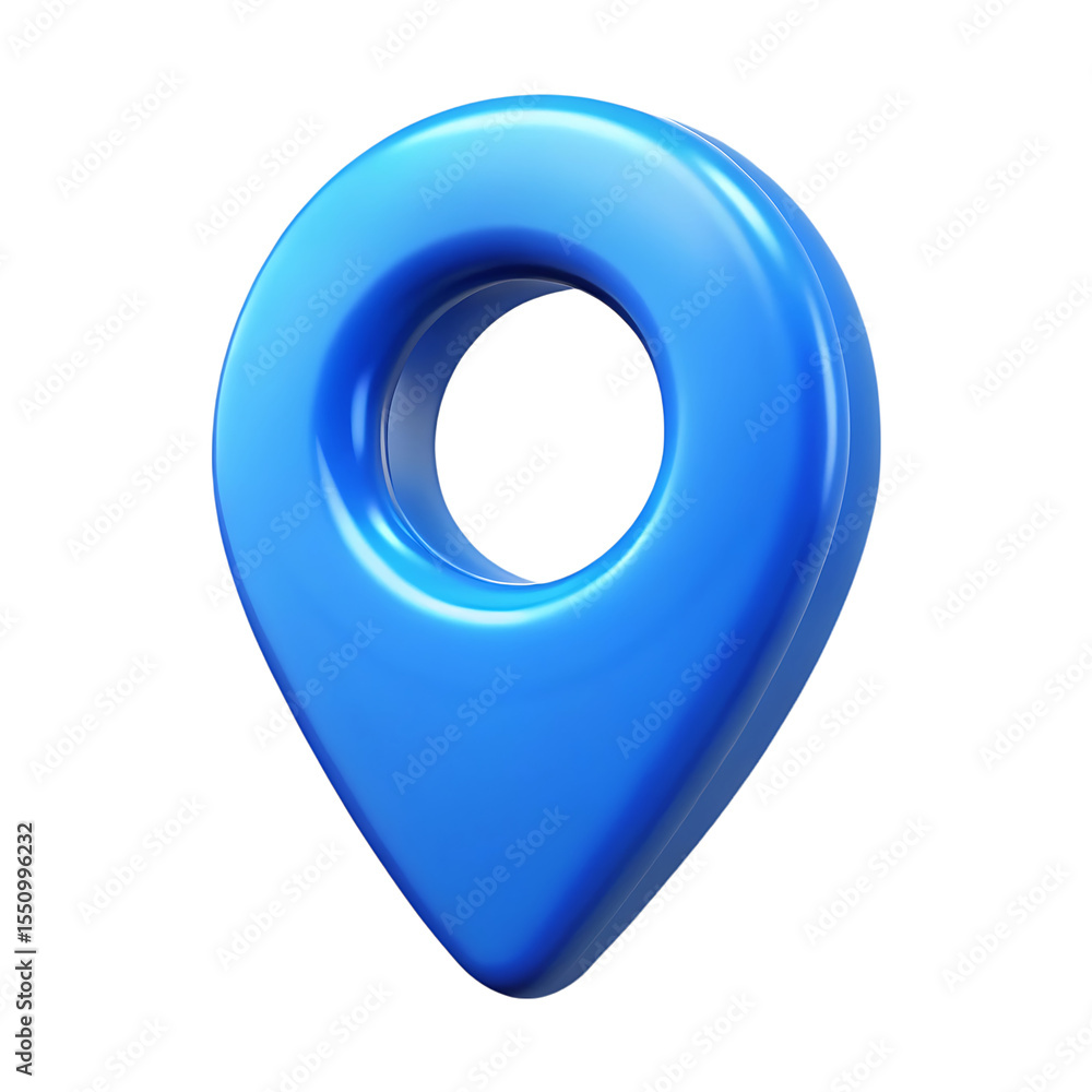Fototapete shiny blue 3d map pin location marker icon isolated on transparent background