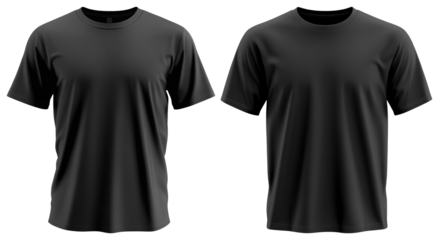 PNG Black t-shirts front view, element set on transparent background