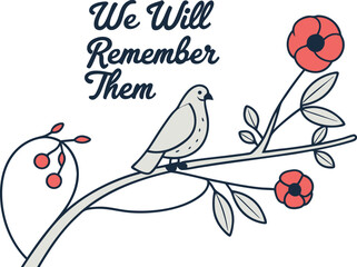 Remembrance Sunday Typography T Shirt Designs Honoring Fallen Heroes. Poppy Flower Themed Remembrance Sunday T Shirt Artwork for Memorial Day. Lest We Forget Bold Typography T Shirt Designs
