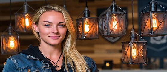 Woman portrait with decorative lights