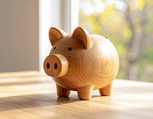 Scandinavian Wooden Piggy Bank Interior Decor