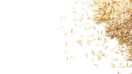 Broken rice grains scattered loosely Transparent background, PNG