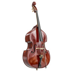 Fototapeta premium Classic wooden double bass showcases rich tones and elegant curves, embodying musical artistry. Png, Transparent background.