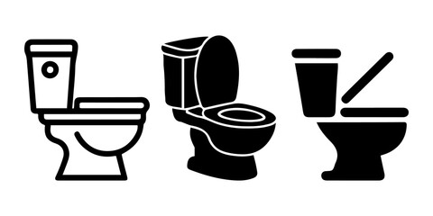 Toilet Icon Set - Bathroom Toilet Outline Styles.