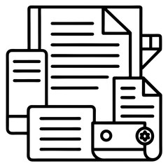 Documents icon set. File related line icons: documents, folder, certificate, accept, approved, clipboard, invoice, archive, report, search, list and more. Editable stroke. Vector illustration. All ico