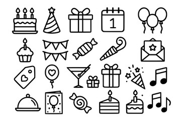 Colorful Birthday & Celebration Icon Set - Party & Event Elements