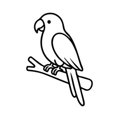 Vector Illustration of a Tropical Bird Perched on a Tree Branch
