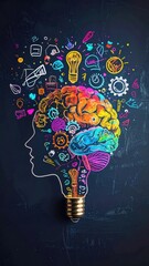 Exploring neurodiversity awareness a digital chalkboard of colorful ideas and sketches unveiling creativity in education