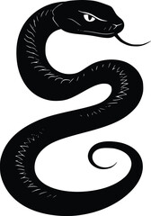 Fototapeta premium Serpentine Silhouette: Elegant Black Snake Illustration, Intricate Design, Powerful Symbolism, Mystical Mood.