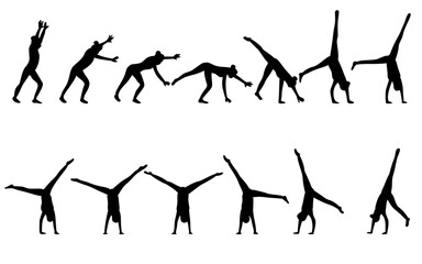 hand spring player silhouettes element