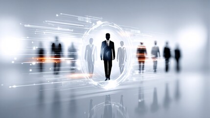Dynamic business leadership in a futuristic workplace corporate environment digital concept