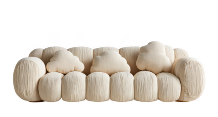 Cream couch with cloud-shaped pillows