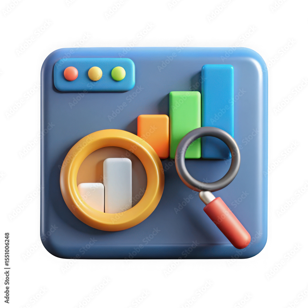 Poster 3d render of data analytics icon isolated on transparent background