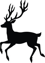 Fototapeta premium Majestic Stag Silhouette: Elegant, Dark, Leaping, Graphic Design Element, Perfect for Print, Vector Illustration, Nature Theme.