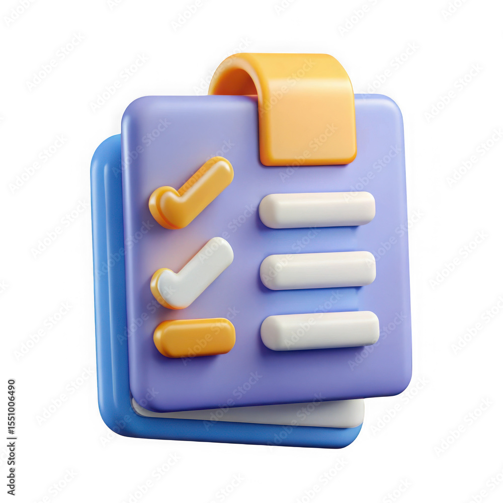 Poster 3d render of checklist icon isolated on transparent background