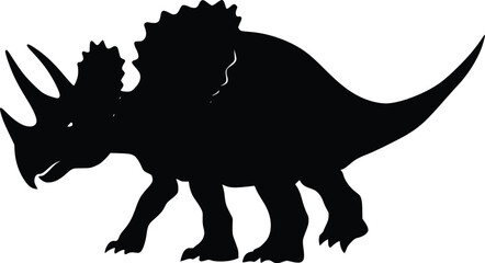 Fototapeta premium Triceratops Silhouette: Bold, Dramatic, Prehistoric Creature Illustration