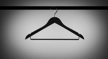Minimalist black hanger suspended against a gradient background, ideal for fashion displays