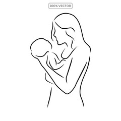 Beauty Mom Baby Affection, Mommy Mother breastfeeding logo illustration template stock